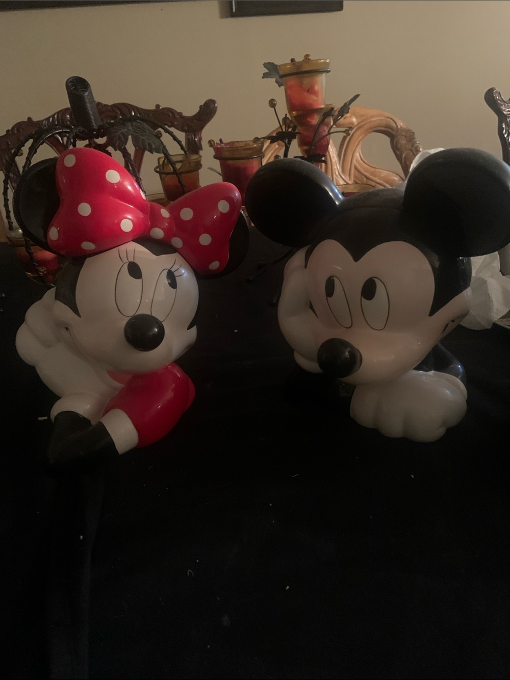 Disney Minnie & Mickey Ceramic Cookie Jars - Red, Black, White